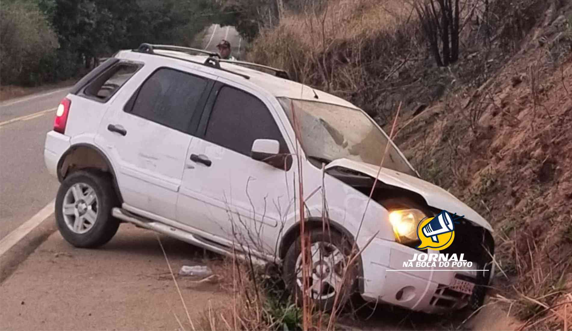 Carro bate em barranco ao desviar de animal solto em pista na RJ-158 em São Fidélis