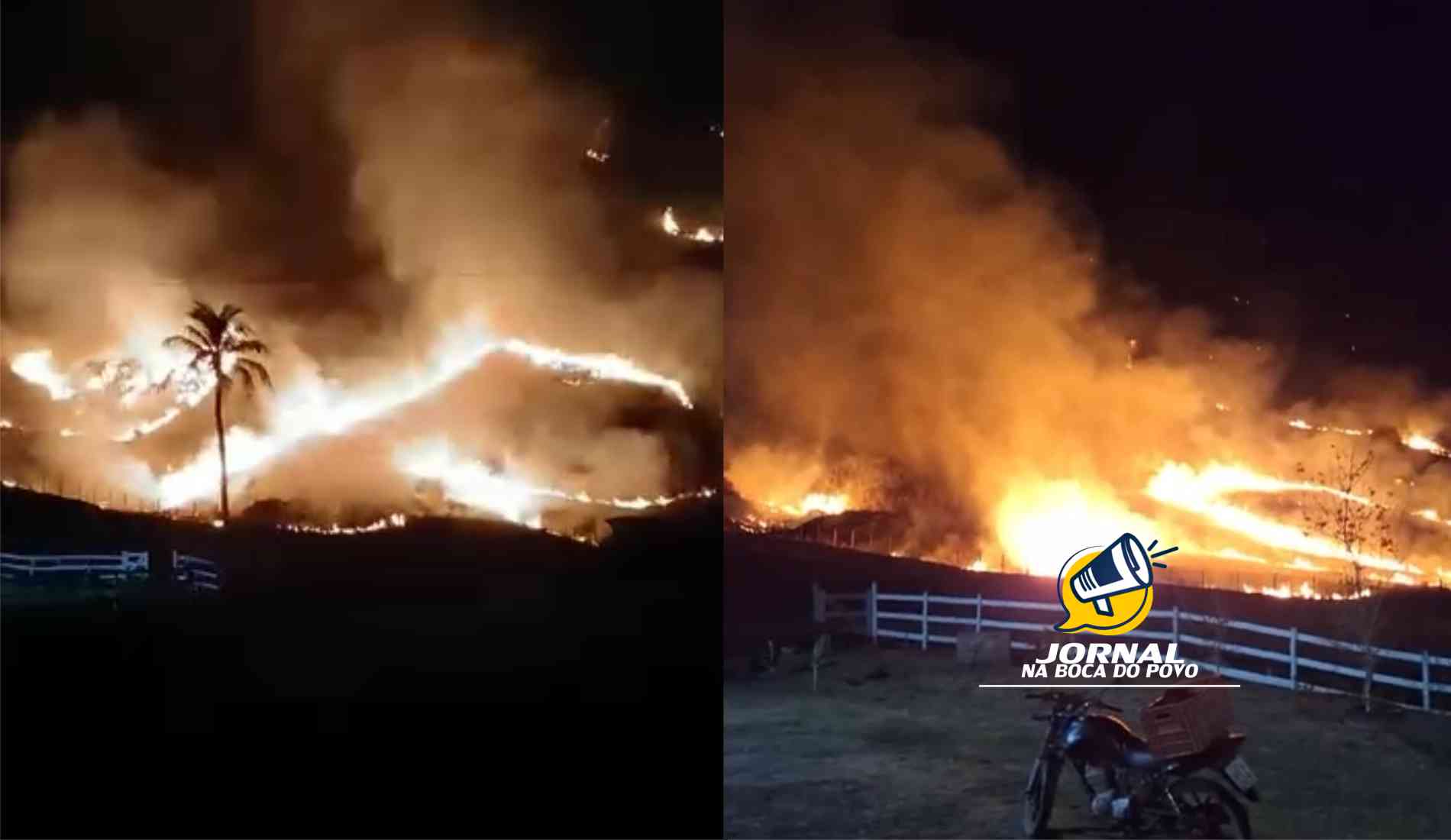 Vídeo: Incêndio destrói grande área de vegetação no Palmital e São Benedito, na zona rural de São Fidélis