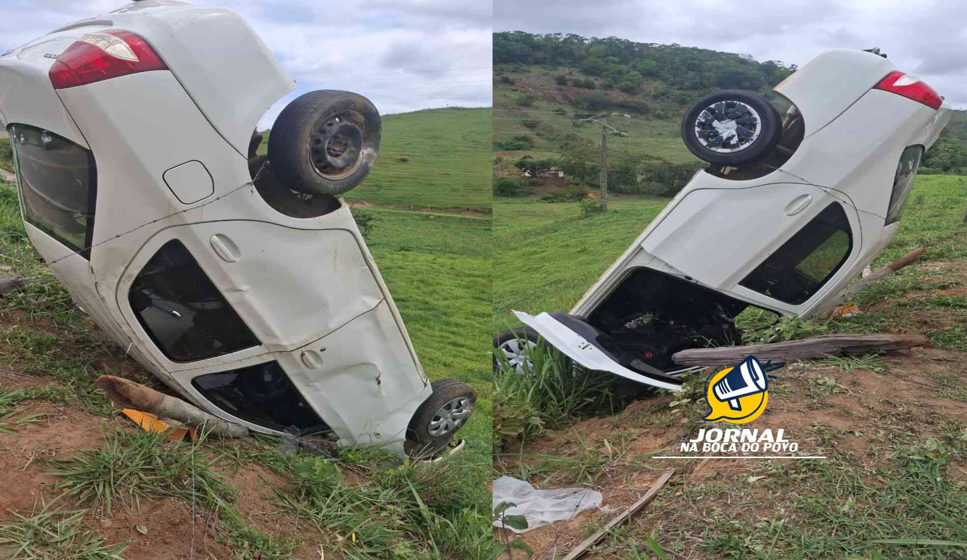 Homem é socorrido após sair da pista com o veículo na RJ-116 em Pádua