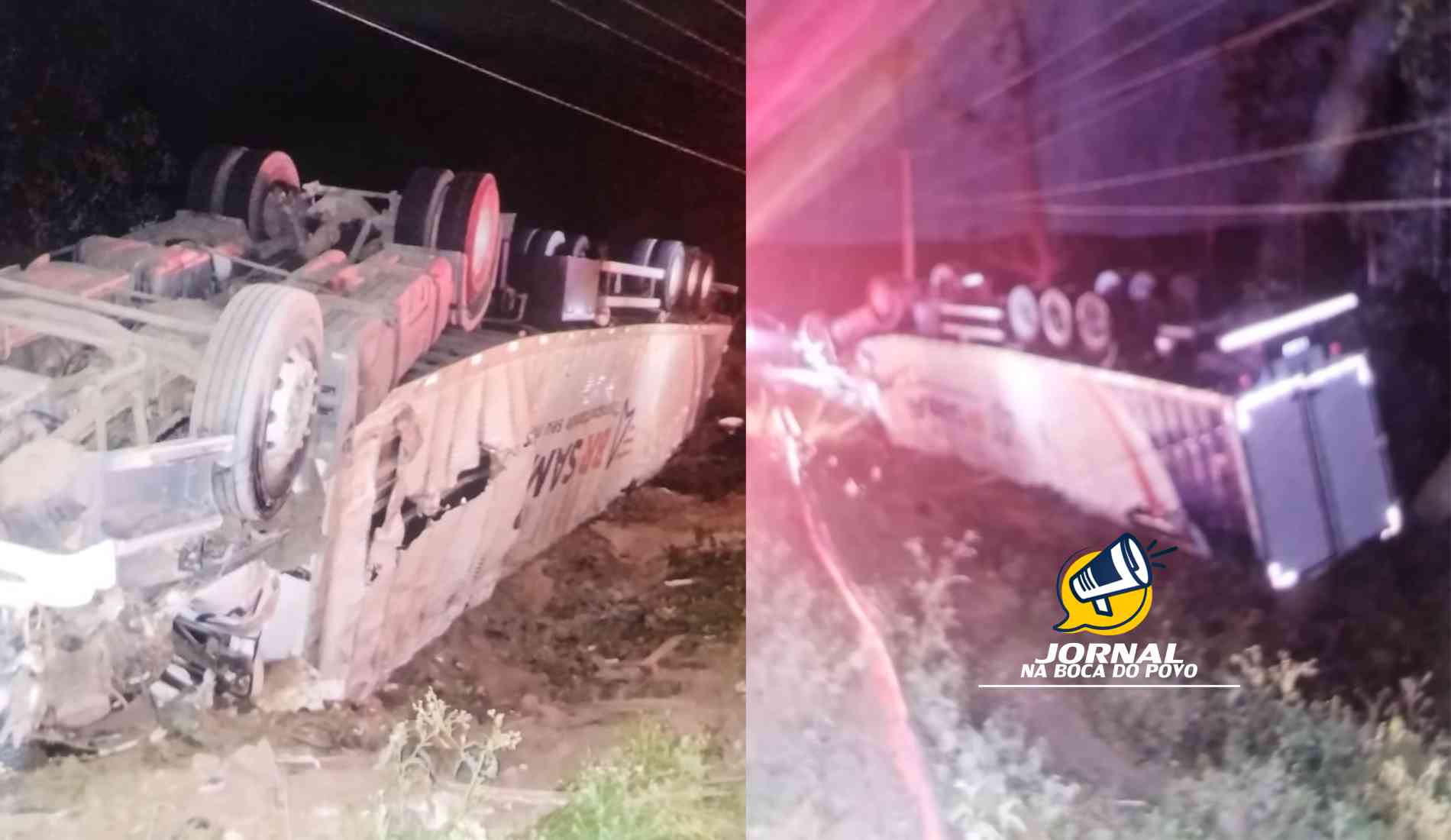 Carreta tomba na RJ-186, em Santo Antônio de Pádua