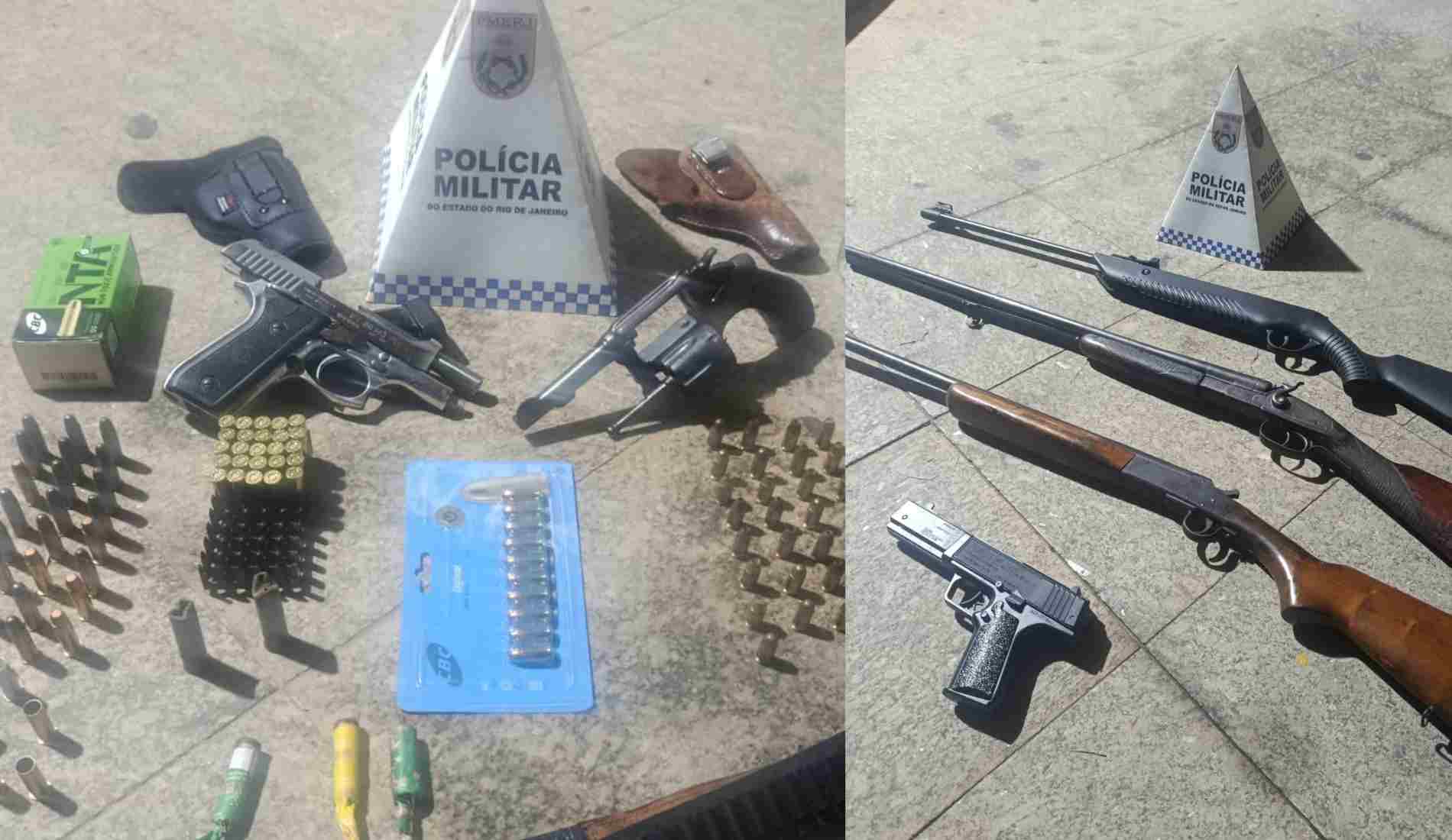 Após agressão, mulher entrega armas do marido e PM apreende arsenal em Santo Antônio de Pádua