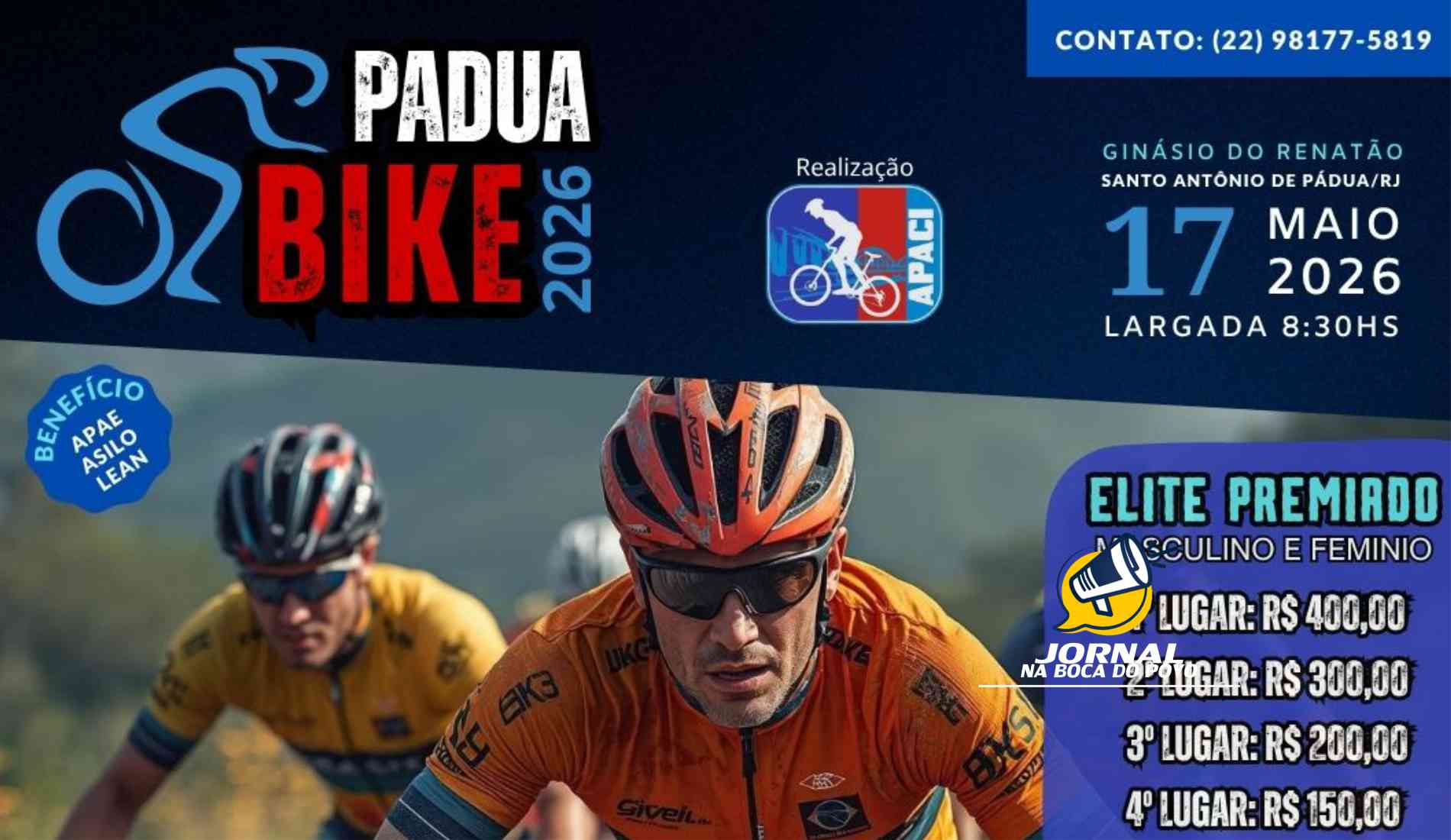 Pádua Bike vai movimentar Santo Antônio de Pádua no dia 17 de maio