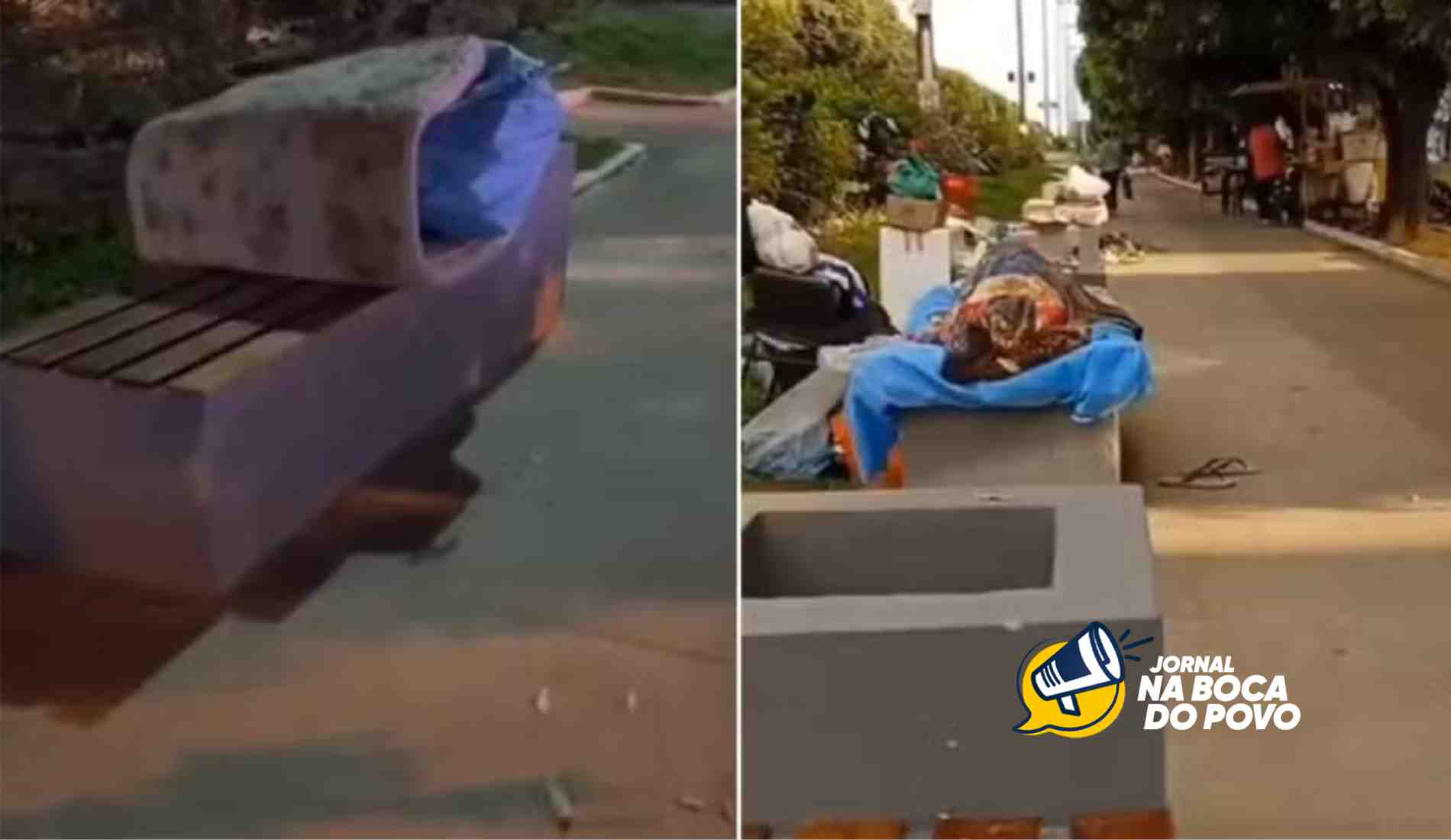 Colchões em bancos do calçadão reacendem debate sobre população em situação de rua em Itaperuna