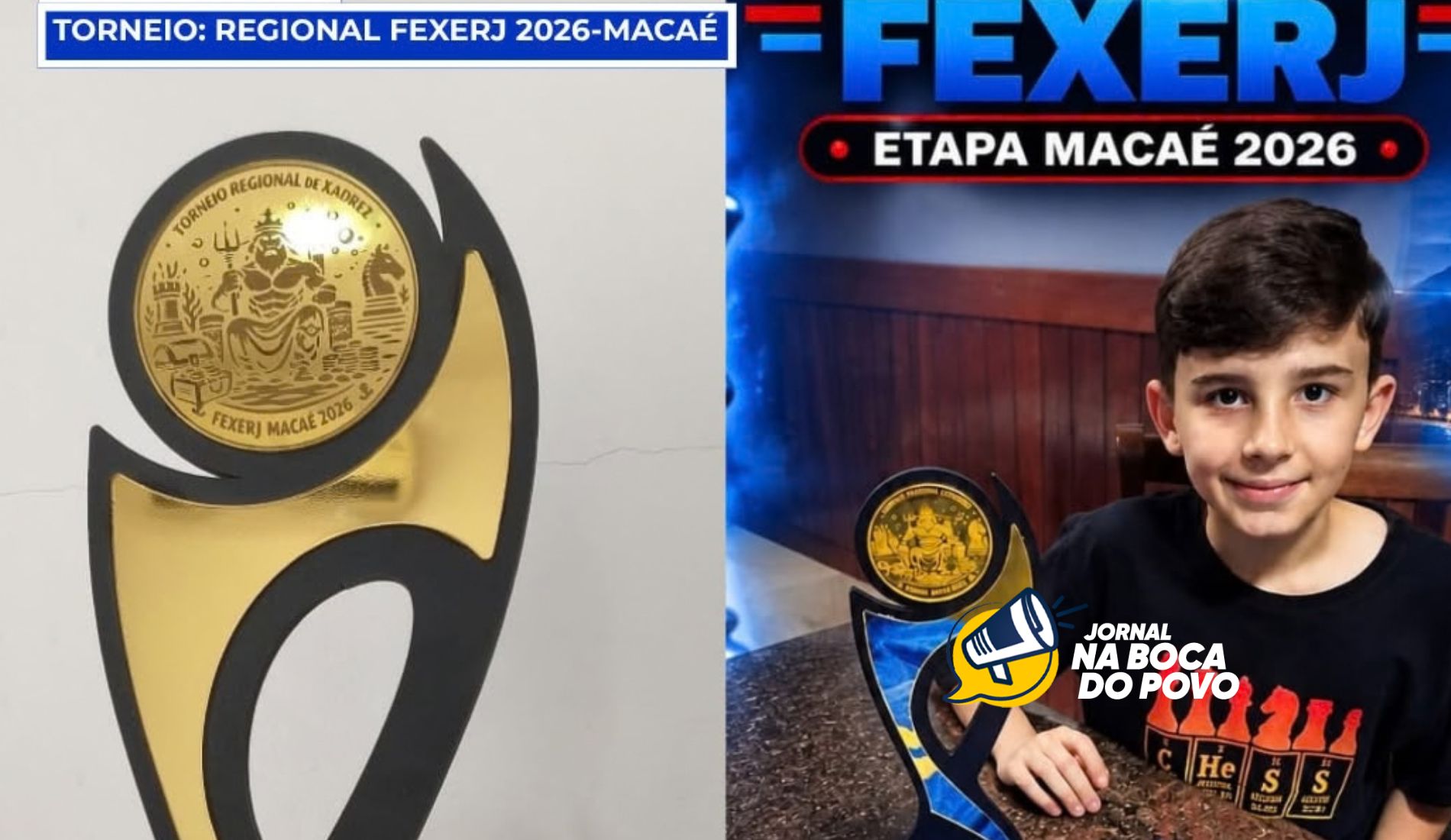 Aos 10 anos, enxadrista de Pádua conquista título de campeão no Regional FEXERJ 2026