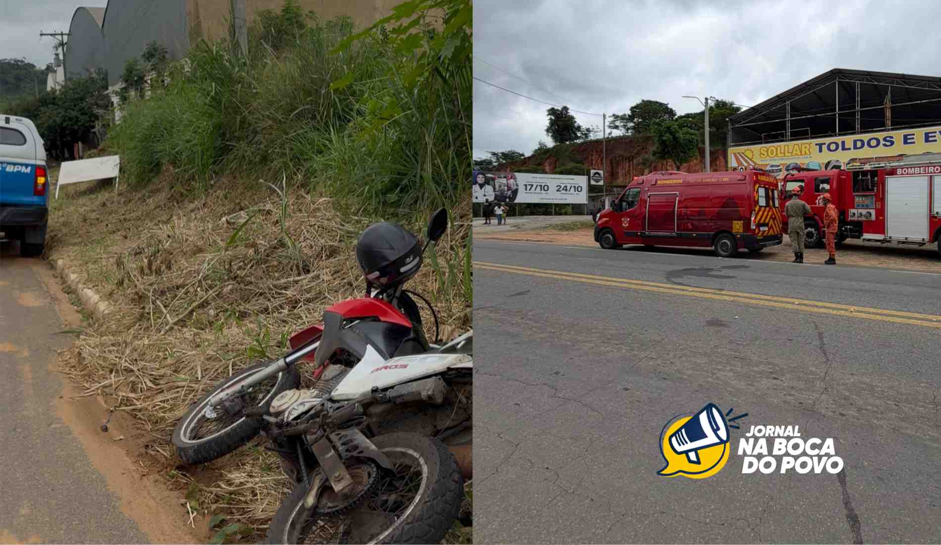 Colisão entre moto e bicicleta deixa duas feridas na RJ-116, em Aperibé